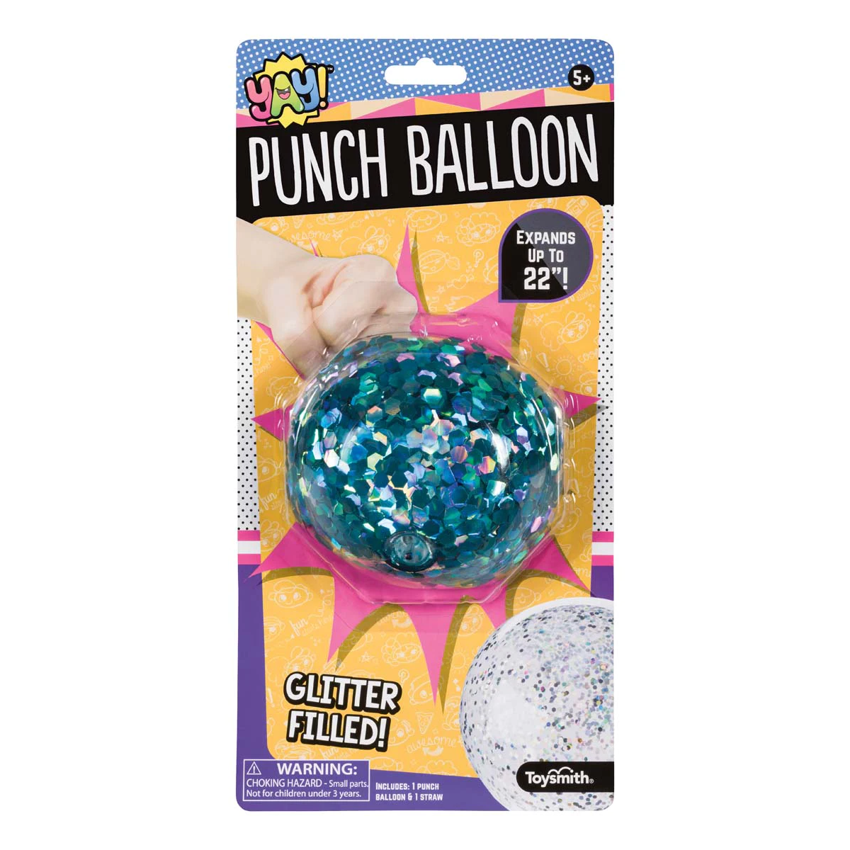 Yay! Glitter Punch Balloon (Assorted Colors)-Novelty-Yellow Springs Toy Company