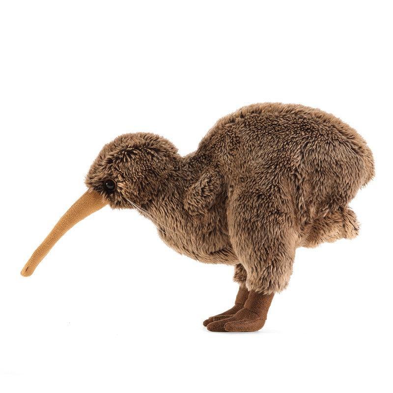 Plush toy of a kiwi bird on a white background
