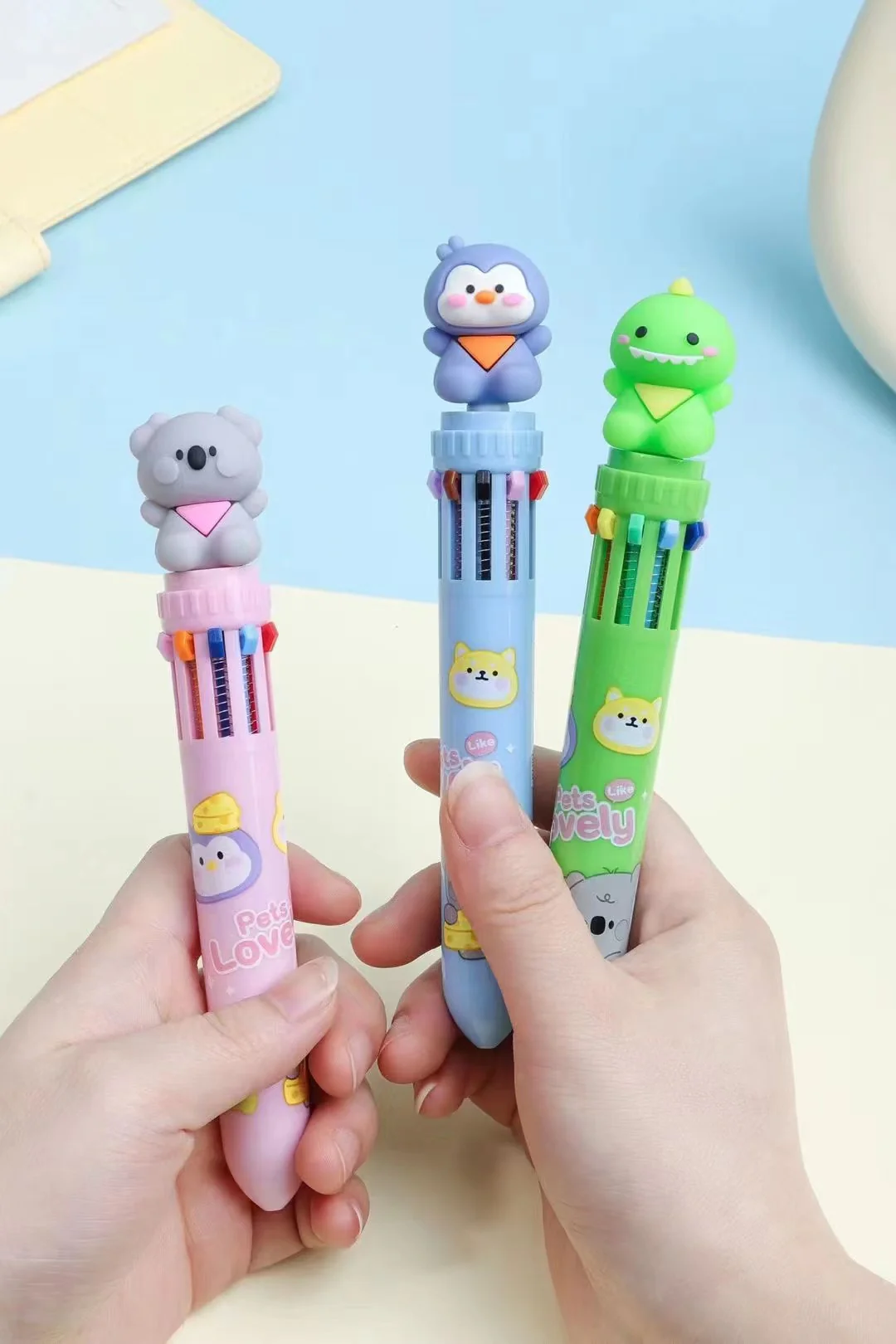 10-Color Retracable Ballpoint Pen - Animal Friends-Stationery-BCmini-Yellow Springs Toy Company