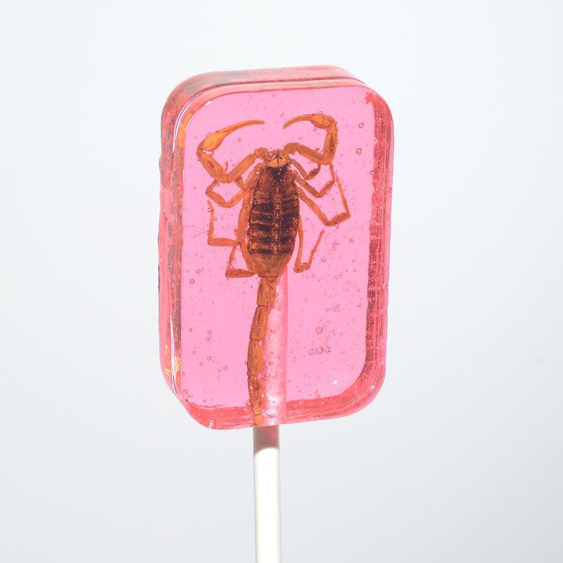 Scorpion Sucker Lollipop - Strawberry-Candy & Treats-Grandpa Joe's Candy Shop-Yellow Springs Toy Company