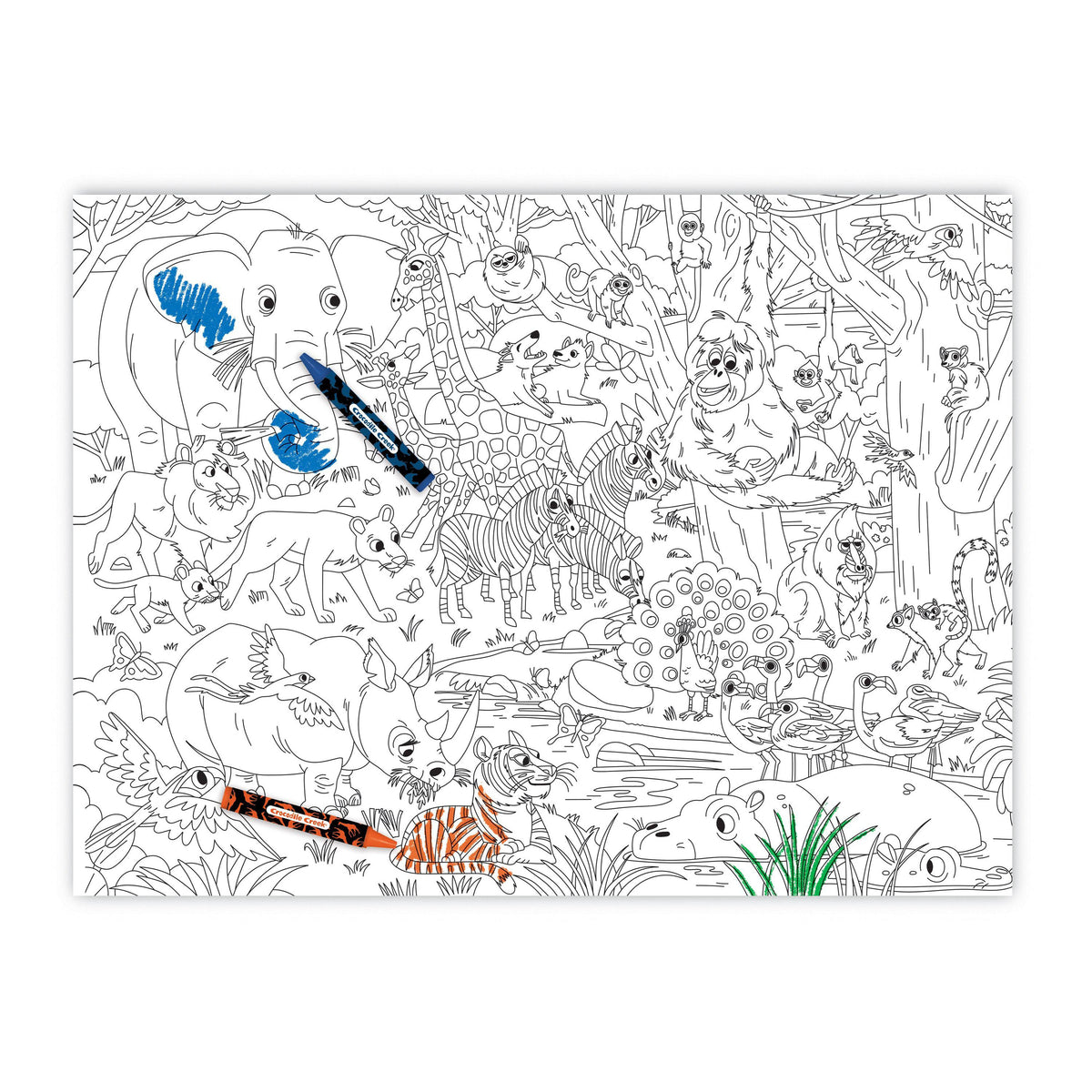 Coloring Poster - Jungle Jamboree - 18&quot; x 24&quot;-Arts &amp; Humanities-Crocodile Creek-Yellow Springs Toy Company