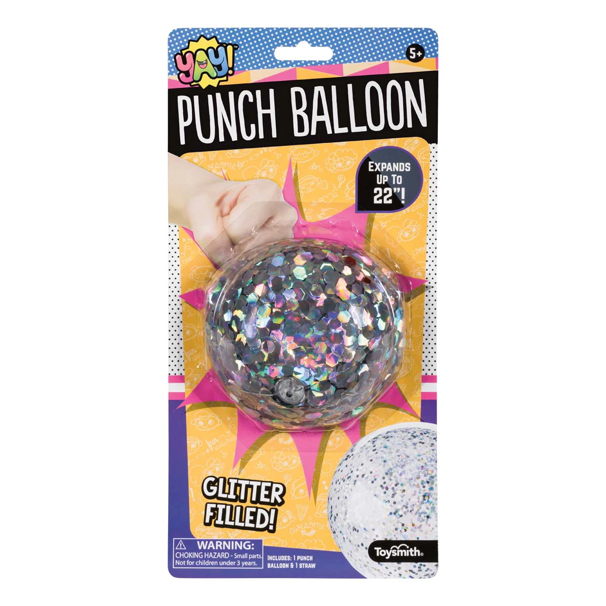 Yay! Glitter Punch Balloon (Assorted Colors)-Novelty-Yellow Springs Toy Company