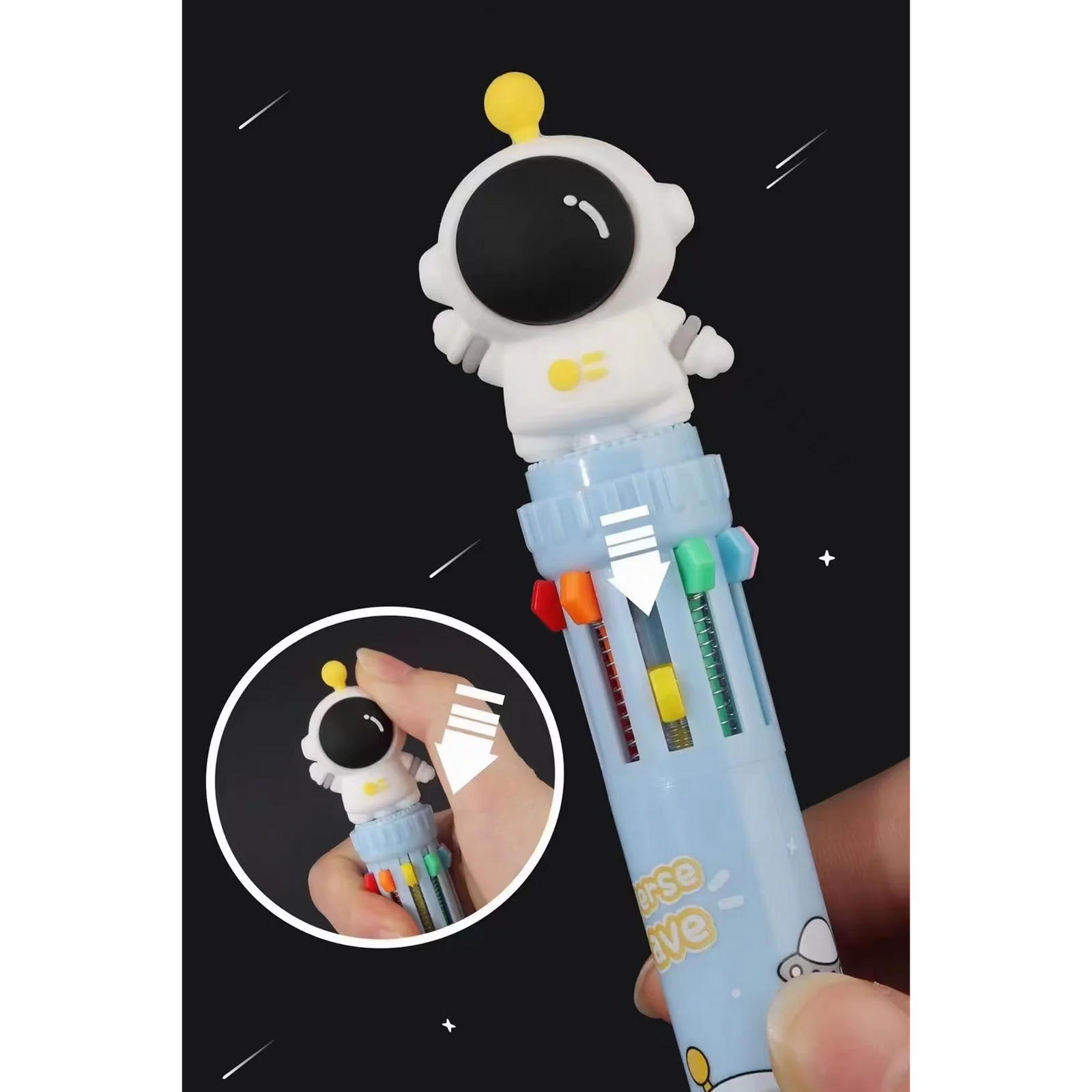 ASTRONAUT 10-COLOR RETRACTABLE BALL PEN-36-BCmini-Yellow Springs Toy Company