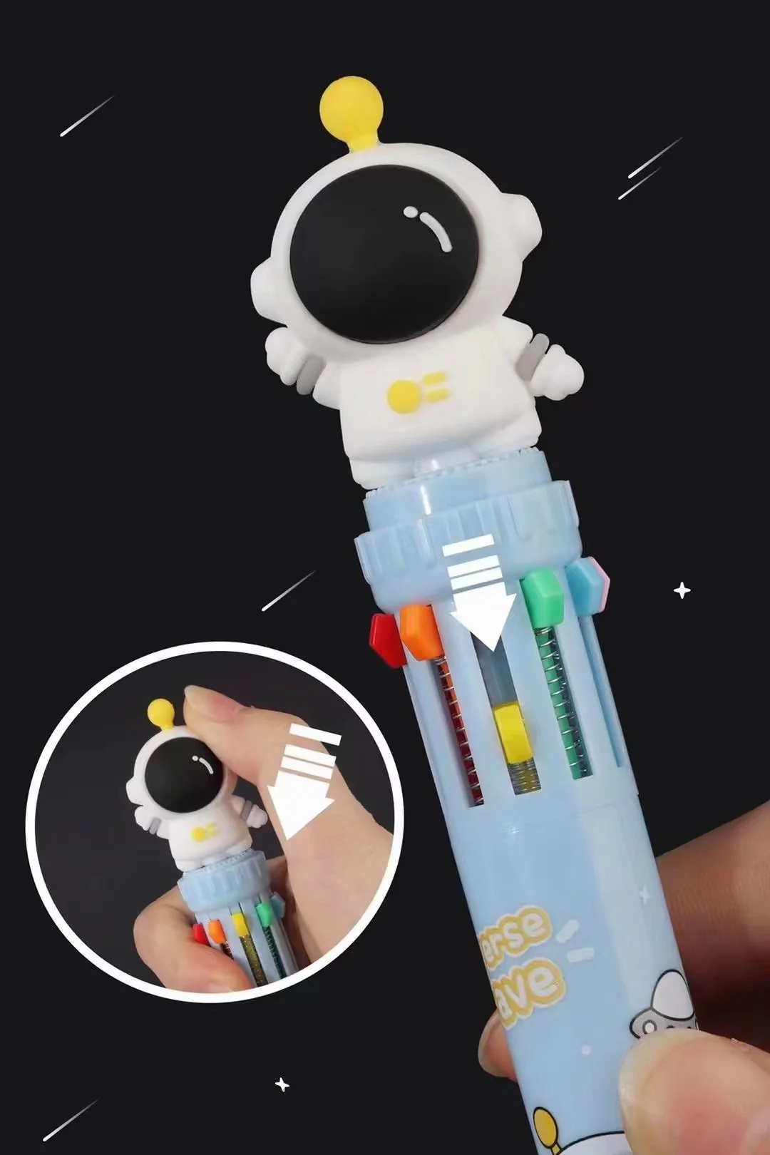 ASTRONAUT 10-COLOR RETRACTABLE BALL PEN-36-BCmini-Yellow Springs Toy Company