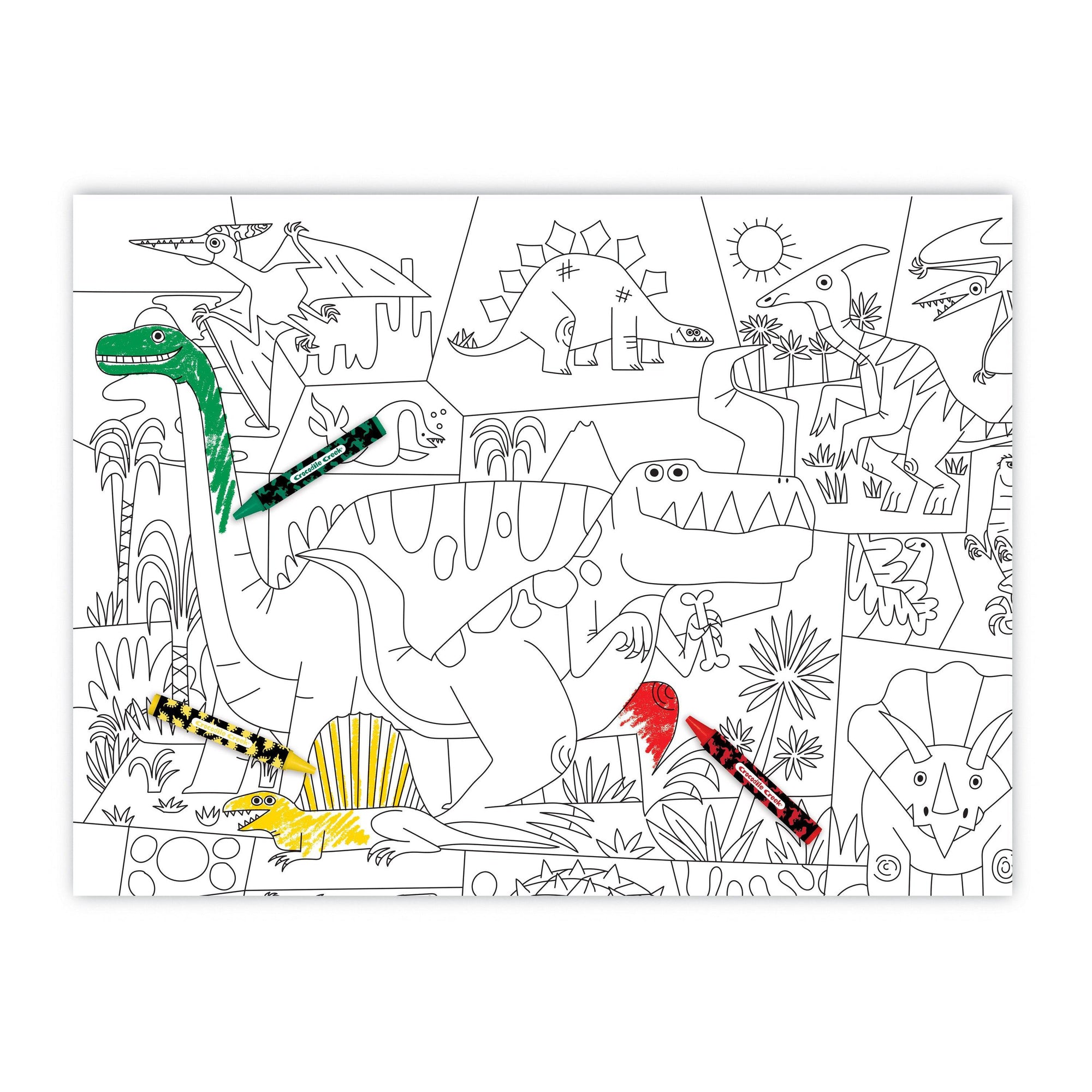 Coloring Poster - Dino World - 18" x 24"-Arts & Humanities-Crocodile Creek-Yellow Springs Toy Company