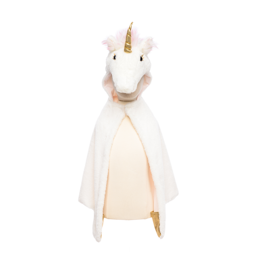 front view2 of unicorn cape on a dress form