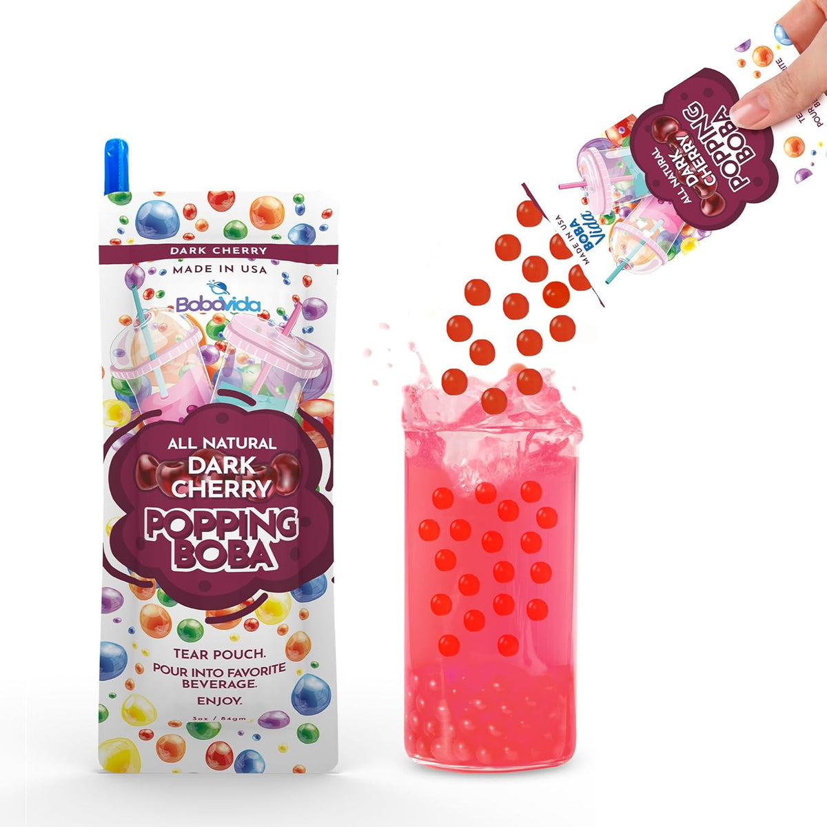 BobaVida Popping Boba Dark Cherry - Single Serving-Candy &amp; Treats-Cow Crack Wholesale-Yellow Springs Toy Company