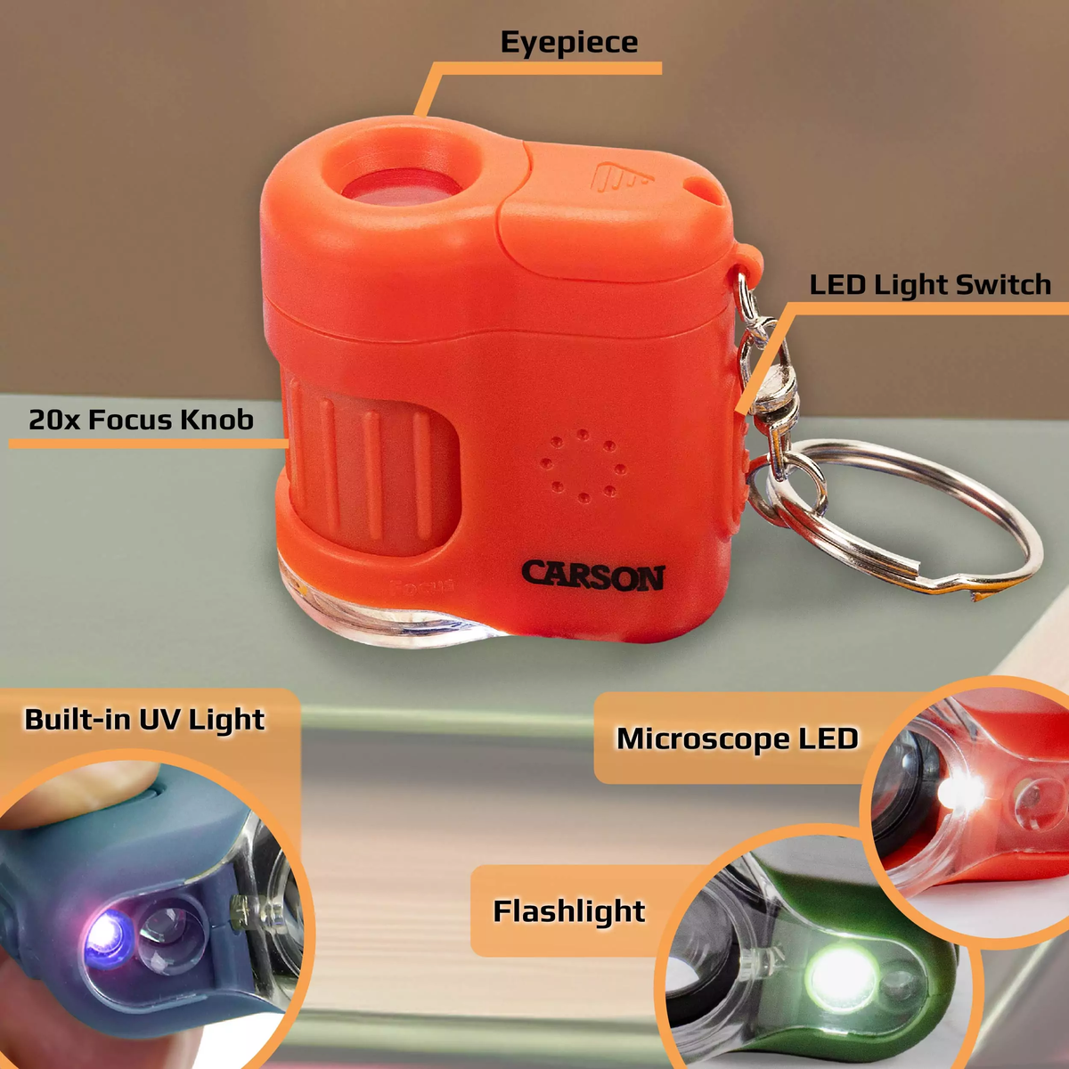 MicroMini™ Pocket Microscope - Orange-Science & Discovery-Carson-Yellow Springs Toy Company