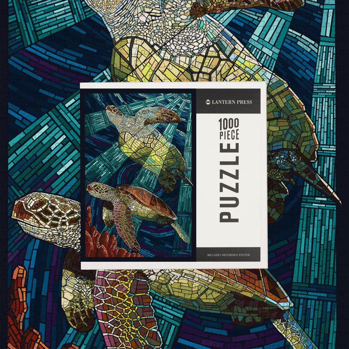 Sea Turtle, Paper Mosaic Jigsaw - 1000 pieces-Puzzles-Lantern Press-Yellow Springs Toy Company