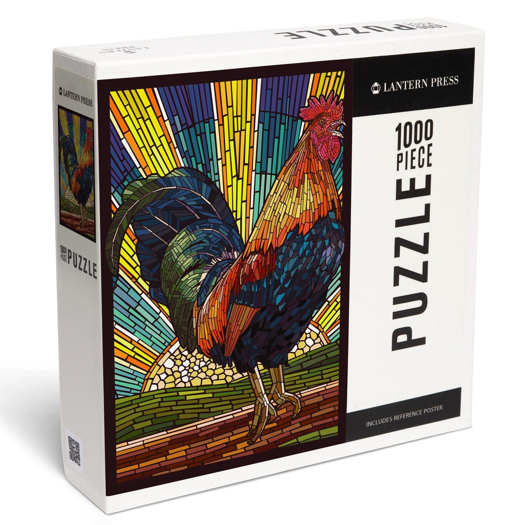 Rooster, Paper Mosaic Jigsaw - 1000 pieces-Puzzles-Lantern Press-Yellow Springs Toy Company