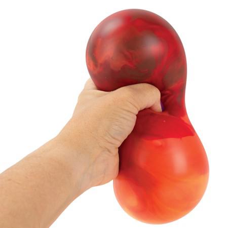 Front view of a hand squeezing the Mars stress ball.