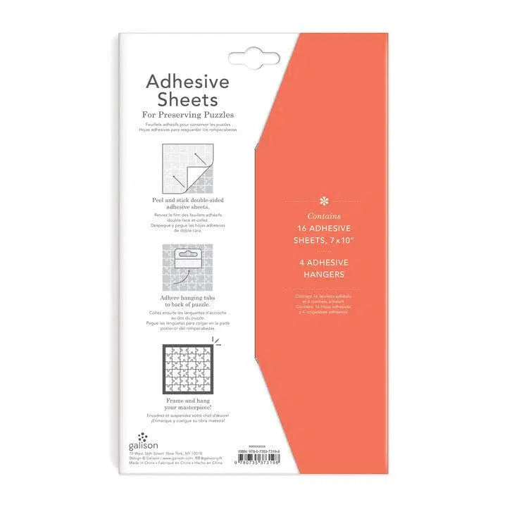 Front view of the puzzle adhesive sheets in the package.