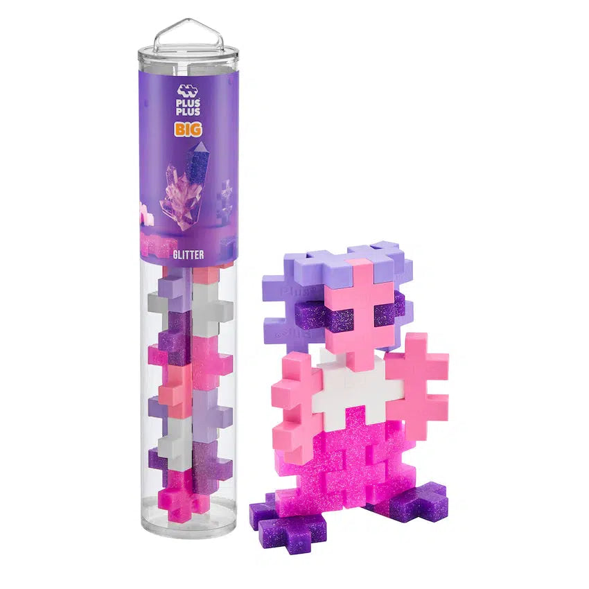Glitter plus plus container and built toy
