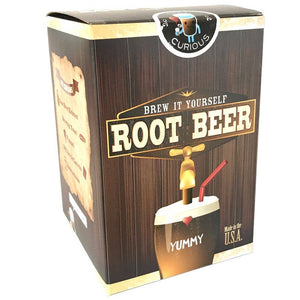 Front view of the root beer kit in the box.