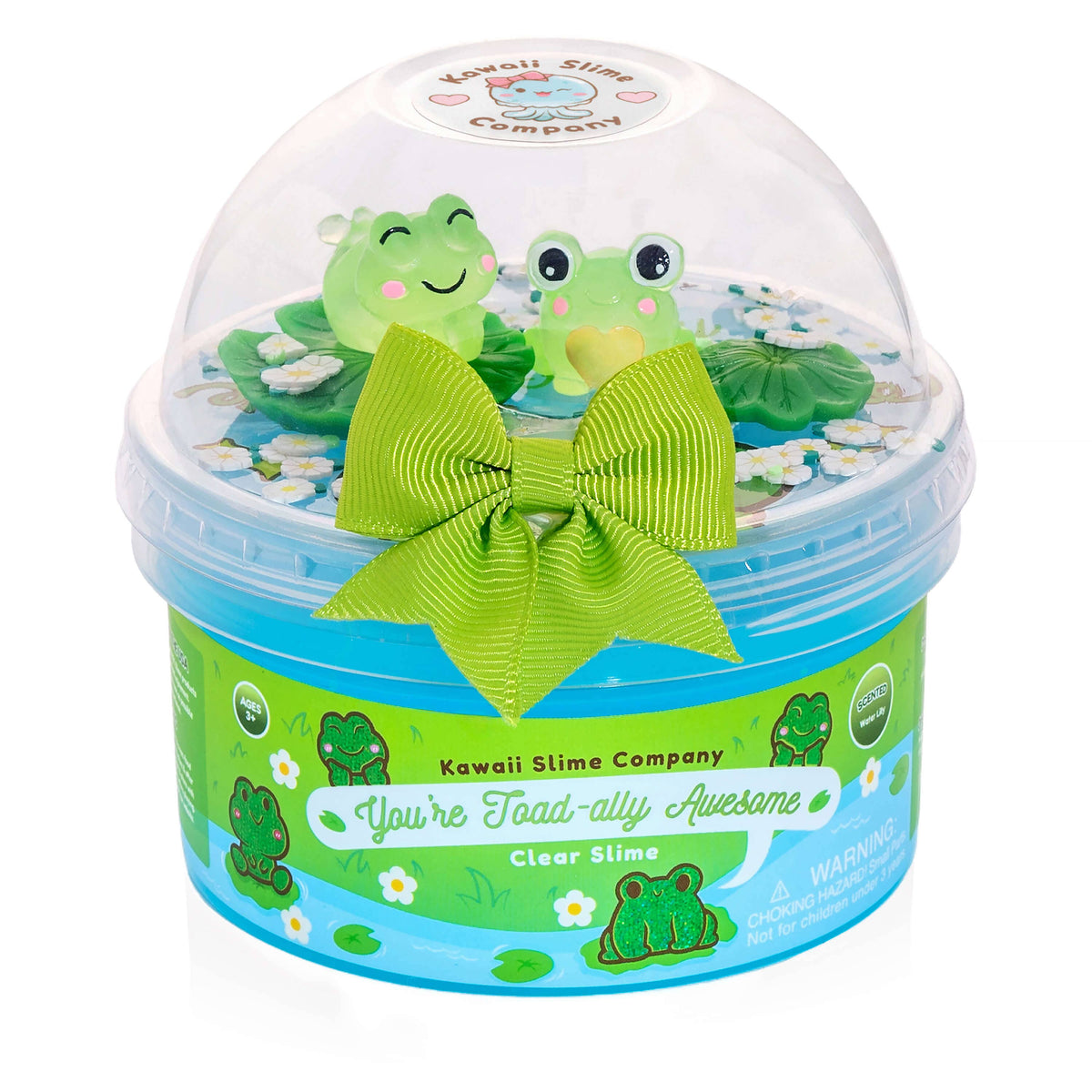 Front view of Kawaii Slime Company You&#39;re Toad-ally Awesome clear slime.