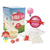 Front view of the items included in the diy bubble gum kit against a white background.