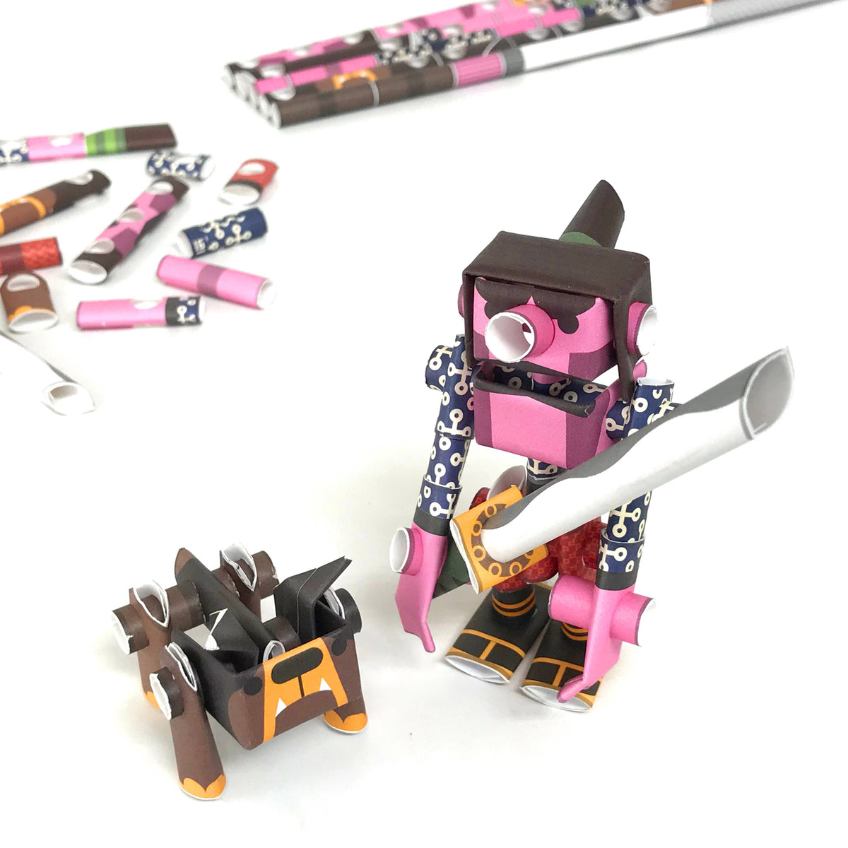 Kojiro &amp; Butcher - Piperoid Paper Craft Robots-Arts &amp; Humanities-Yellow Springs Toy Company