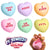 6 different pastel heart shaped toys. Each has writing: Text Me; XOXO; 4 Ever; Be Mine; Ur Cool; TTYL