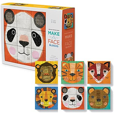 Make a face blocks box and completed animal faces. 