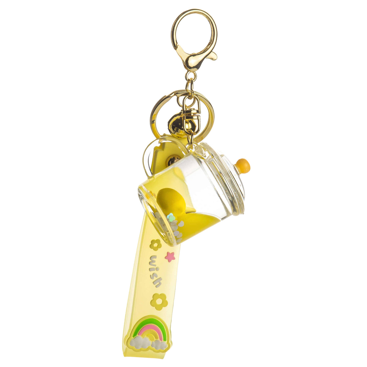 Front view of Cookie Jar Liquid Effect Sensory Keychain: Yellow.