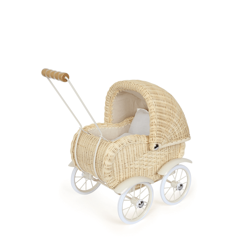 Front view of the vintage baby doll stroller.