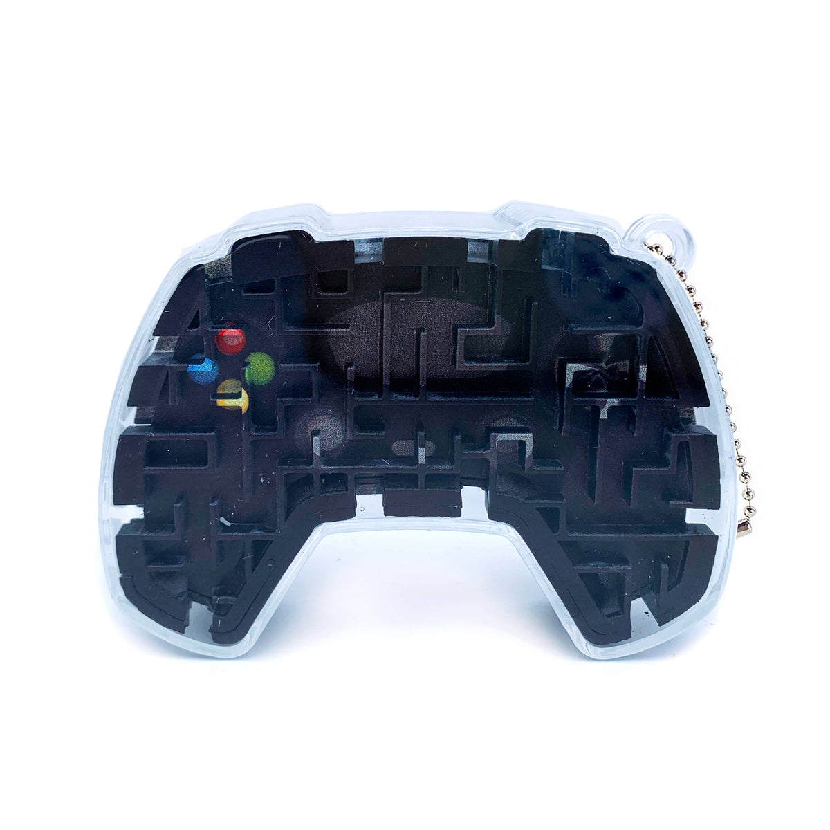 Black 3d maze in the shape of a video game controller