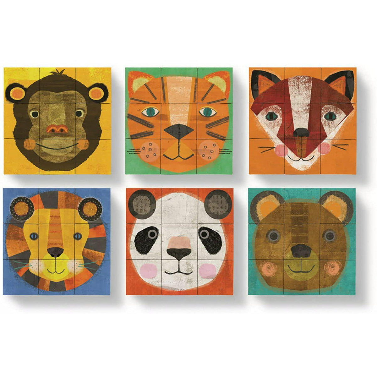 Completed animal faces. 