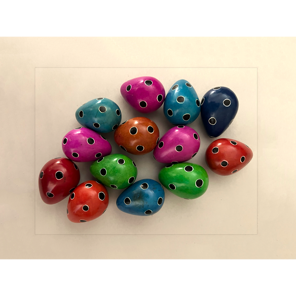 Front view of a variety of the Small Speckled Easter Egg showing all the colors.