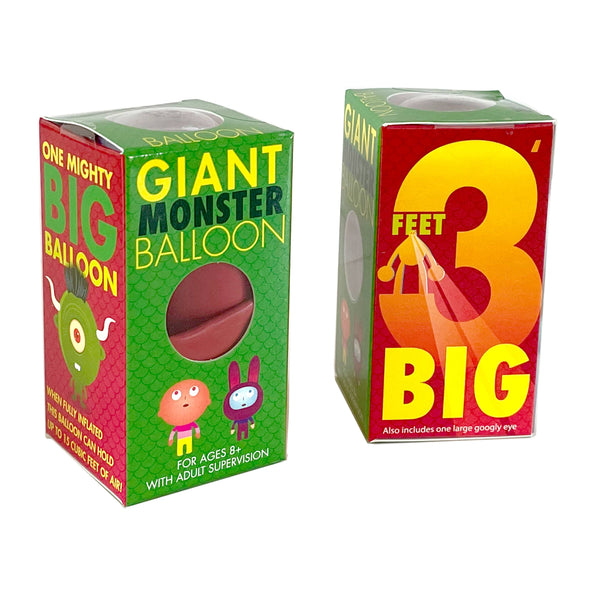Front and side views of the monster balloon in the box.