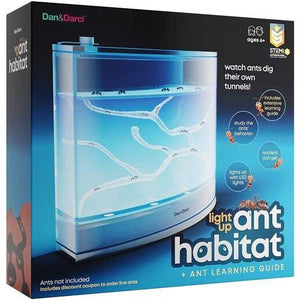 Front view of the light up ant habitat in the box.