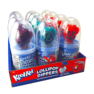 Front view of the lollipop dippers in the case. 