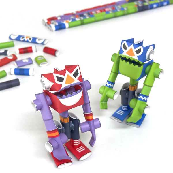 Super Red & El Blue - Piperoid Paper Craft Robots
