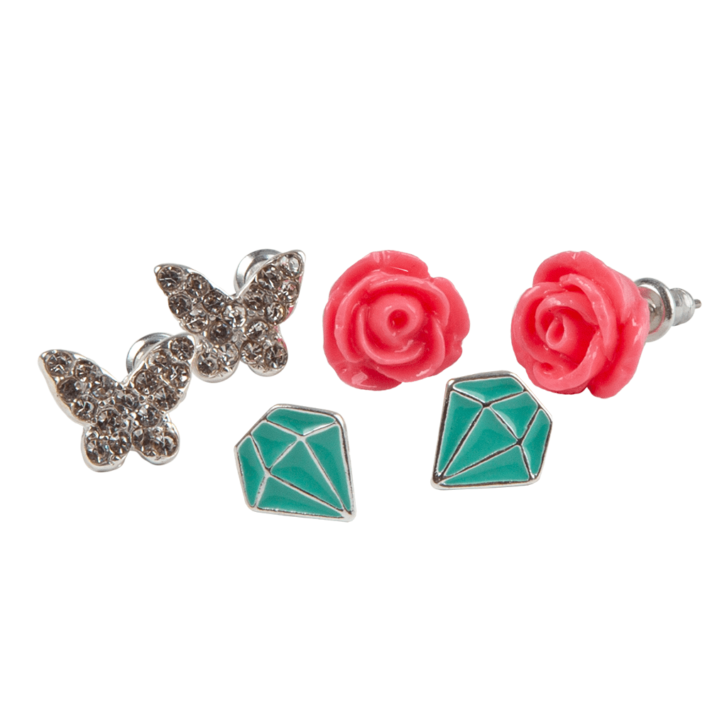 Boutique rose studded earring set. 