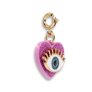 Front side view of the Gold Glitter Lucky Eye Charm.