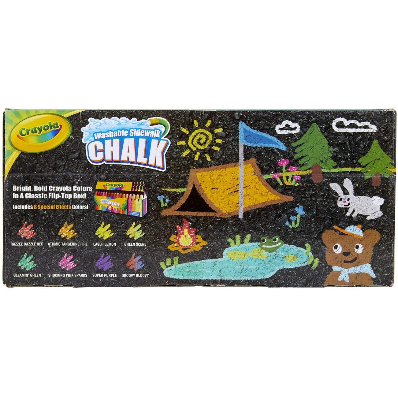 Front view of the box of Crayola 64 count Ultimate Washable Sidewalk Chalk.