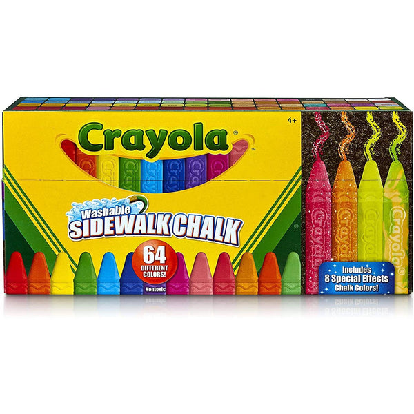 Front view of the box of Crayola 64 count Ultimate Washable Sidewalk Chalk.