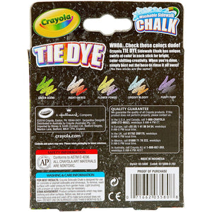 Rear view of Crayola Tie-Dye Sidewalk Chalk package.