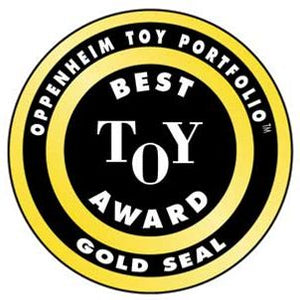 Front view of the oppenheim best toy award medallion.