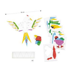 Front view of the contents of the Amazonie 3D Poster Paper Creation Activity. 