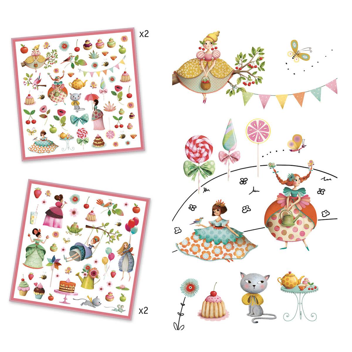 Stickers - Princess Tea Party (160 Stickers)-Stationery-Djeco-Yellow Springs Toy Company