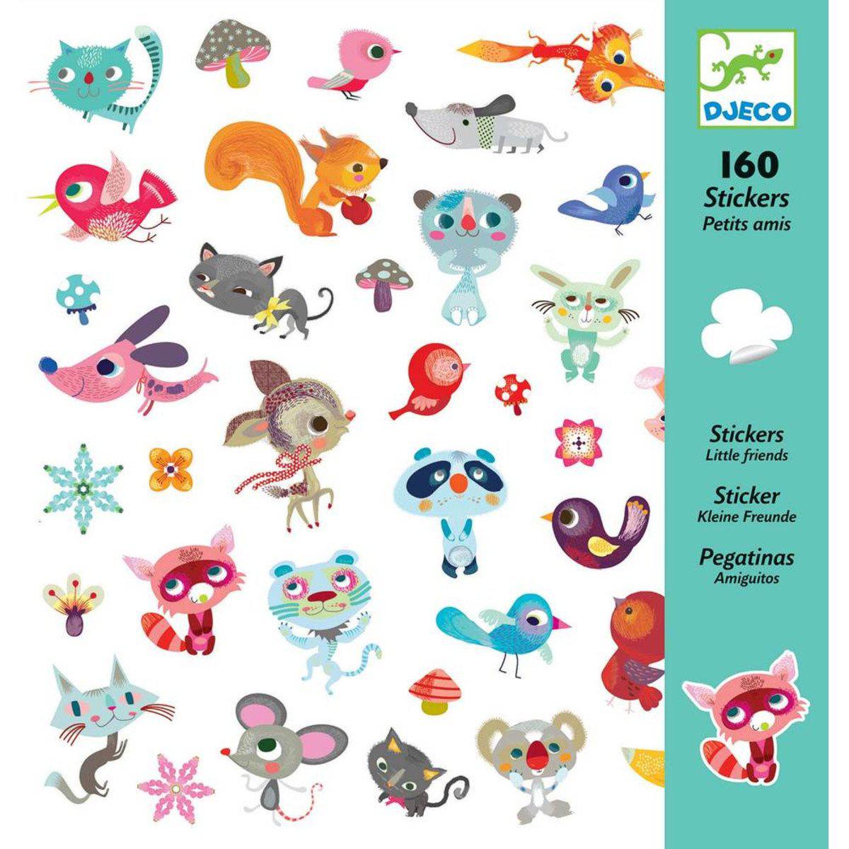 Front view of Djeco little friends sticker package