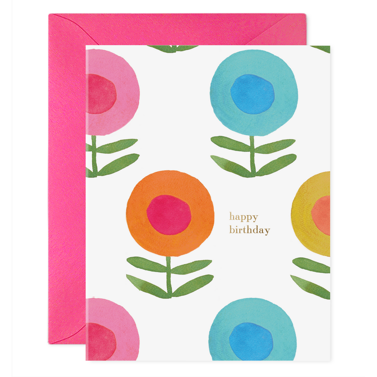 CARD - Happy Flowers - Birthday-Stationery-E Francis-Yellow Springs Toy Company