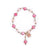 Front view of Boutique Crystal Pink Bracelet showing the flower charm.