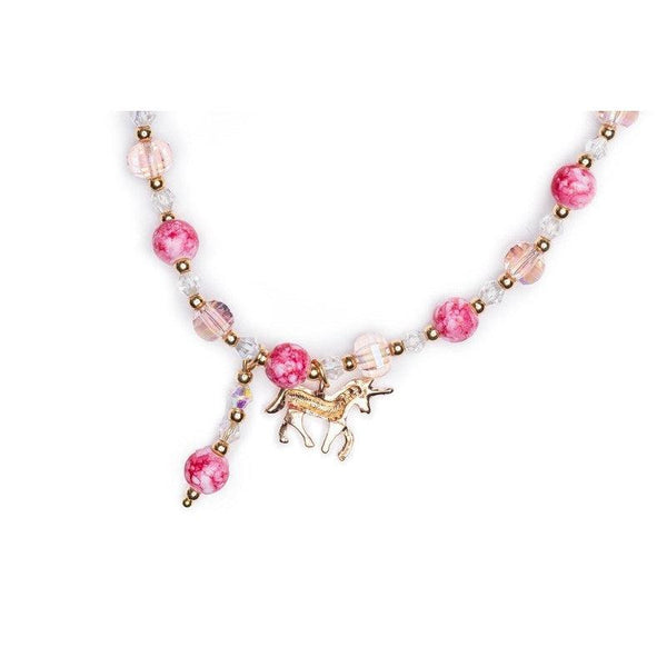Front view of Boutique Pink Crystal Necklace with the unicorn charm.