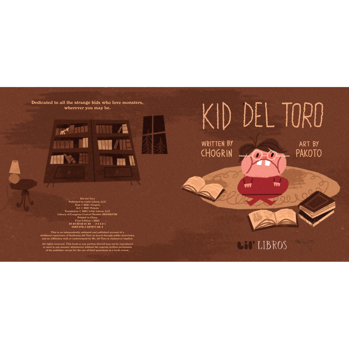 Front view of an inside page from the Kid Del Toro book.