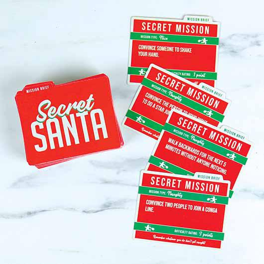 Front view of Secret Santa Card game.