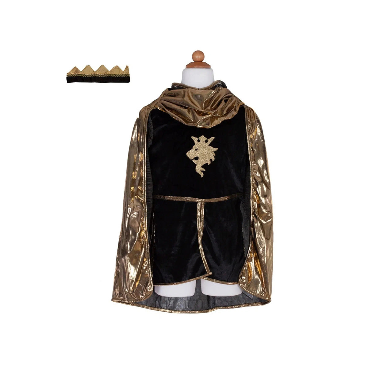 The tunic, cape and crown on a white background