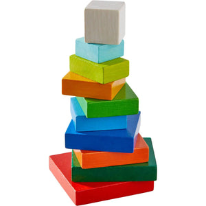 Front view of all the different colored pieces from 3D Arranging Game Rainbow Cube.