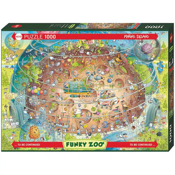 Front view of the Funky Zoo Monkey Habitat 1000 piece puzzle in its box.
