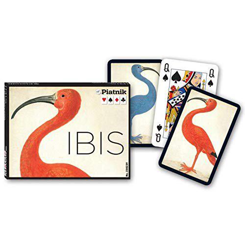 Front view of box and various cards from the deck of IBIS Playing Cards.